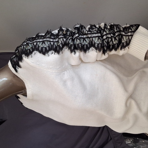 Vintage sweater top with chantilly lace down sleeves - Picture 2 of 3